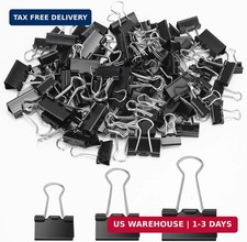 100 Pcs Paper Binder Clips, Black, Assorted Sizes Metal Paper Clamps, Ideal fo