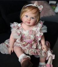 28in Lifelike Cuddly Reborn Baby Girl Doll Kit Rooted Hair DIY Toy Gift Art Doll