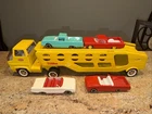 Vintage 1960s Tonka Car Carrier Hauler Yellow 4 Cars Ford Ranchero Falcon 27" L