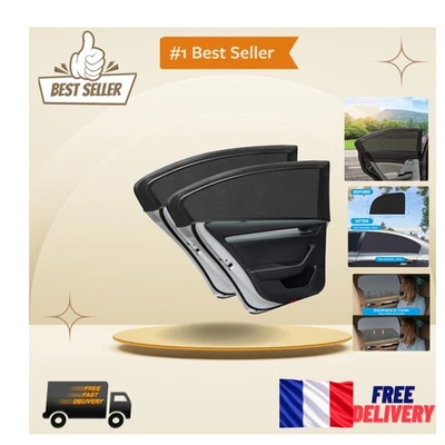 Protection Solaire 2023 - 2 Pcs Pare-Soleil Voiture Bébé, Élastique et Pratique - Photo 1/4
