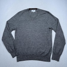 Jack Spade Bleecker Sweater Mens Medium Gray Wool V Neck Knit Pullover Classic