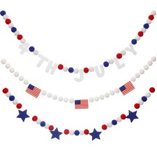3 Pcs 20.67 ft 4th of July Garland Patriotic 250th Anniversary Star Pompom Ameri