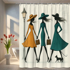 Chic Black and Orange Fashion Silhouette Shower Curtain