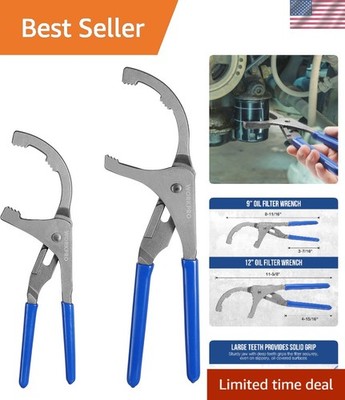 Efficient 2-Piece Oil Filter Wrench Set with Anti-Slip Grip - Long  Design