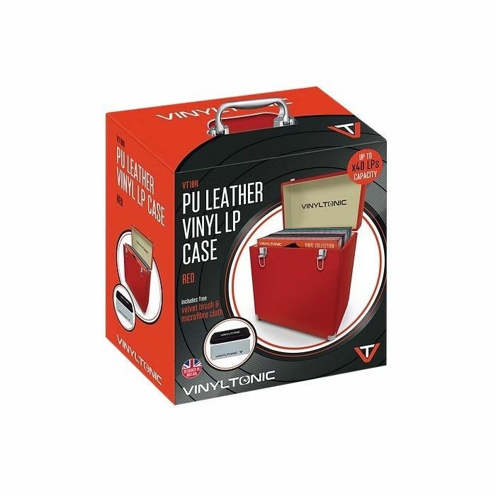 Vinyl Tonic PU Leather 12"" Vinyl Record Box 40 with Velvet Brush & Microfibre...