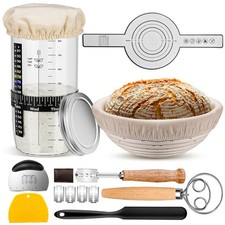Sourdough Starter Kit,9''Round Proofing Basket,36oz Sourdough Starter Jar