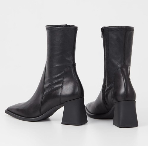 Vagabond Hedda Square Toe Black Leather Boots, Size 9/39 - Picture 3 of 17