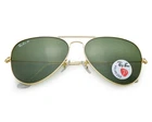 Ray-Ban RB3025 Sunglasses Aviator Classic 58mm Gold Frame Polarized Green Lens