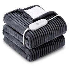  Heated Blanket Electric Full Size, Soft Flannel Sherpa Full(72"x84") Deep Grey