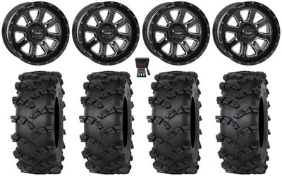 System 3 ST-4 14'' Wheels Black 28'' Outlaw M/T Tires Kawasaki Brute Force IRS