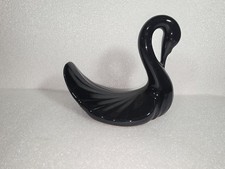 Vintage Black Swan Ceramic Porcelain Wash Cloth Hand Towel Holder 6 x 7 Inch