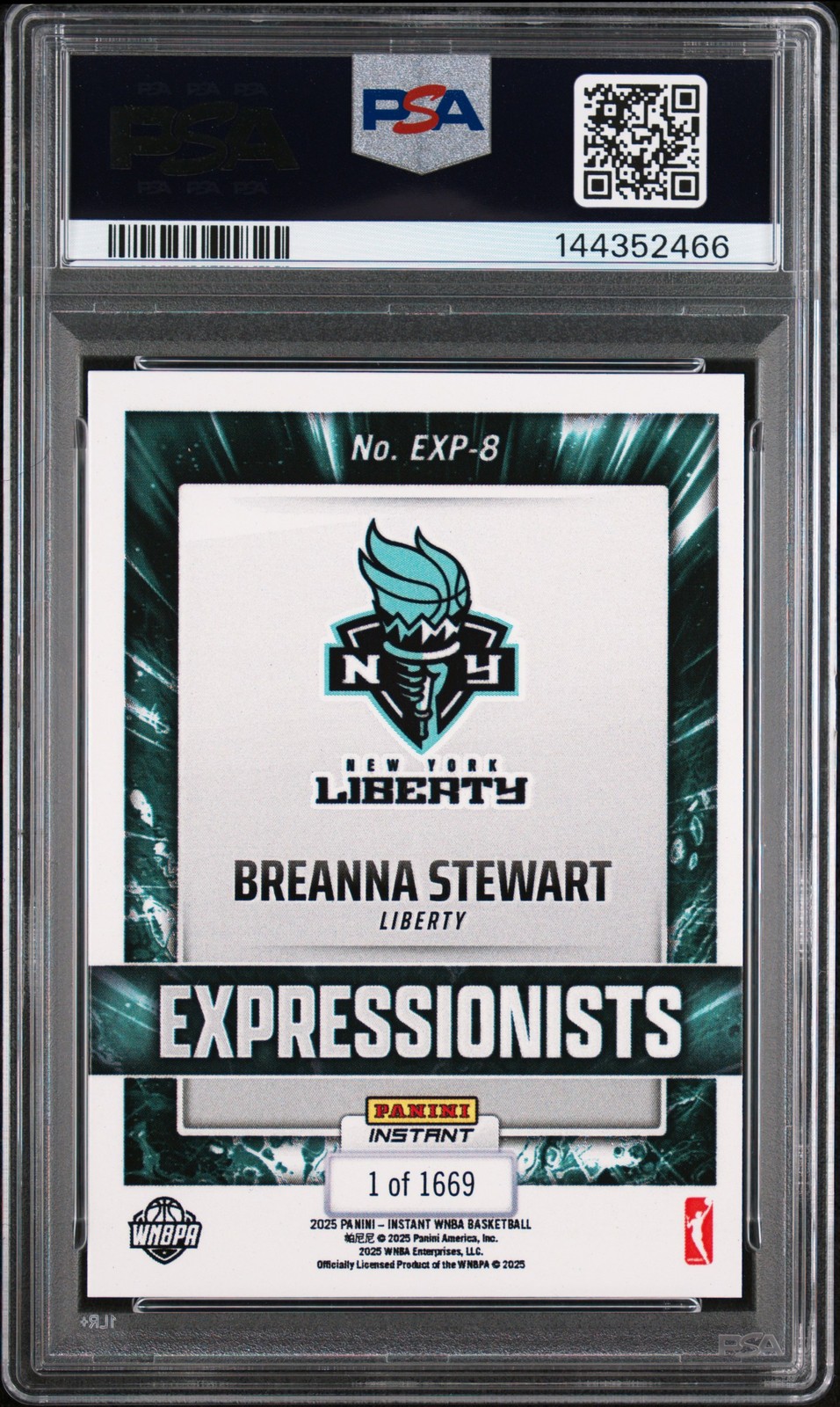 2025 PANINI INSTANT WNBA EXPRESSIONISTS #8 BREANNA STEWART PSA 10 view 2