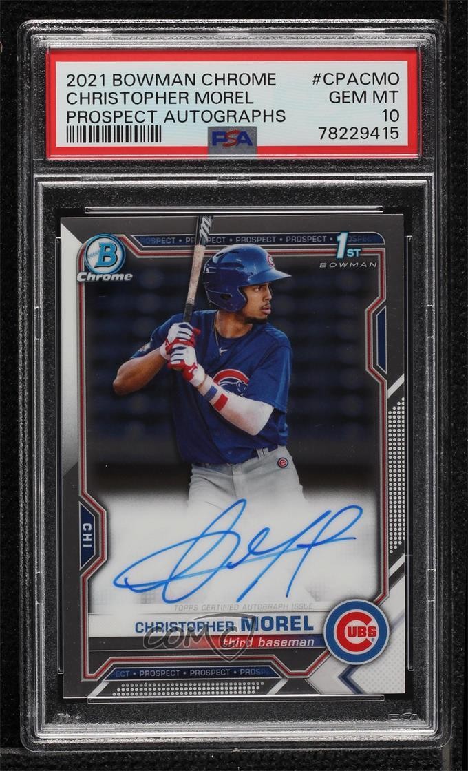 2021 Bowman Chrome Prospect Christopher Morel #CPA-CMO PSA 10 GEM MT Auto 1c6s