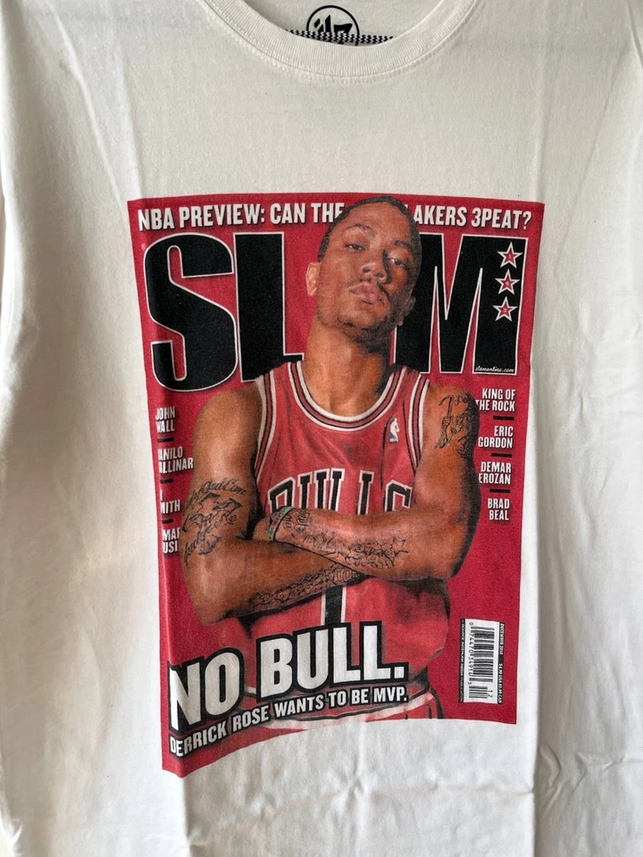 Chicago Bulls Derrick Rose TShirt Mens Slam Basketball Magazine Cover White sz M - Image 3 of 4
