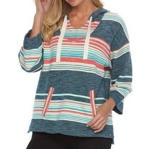 Woolrich Hoodie Womens Medium Blue Harbor Stripe Quinn Pullover Organic Cotton