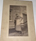Rare Antique American Occupational Butcher in Apron Snowy Outdoor Cabinet Photo! — photo 1