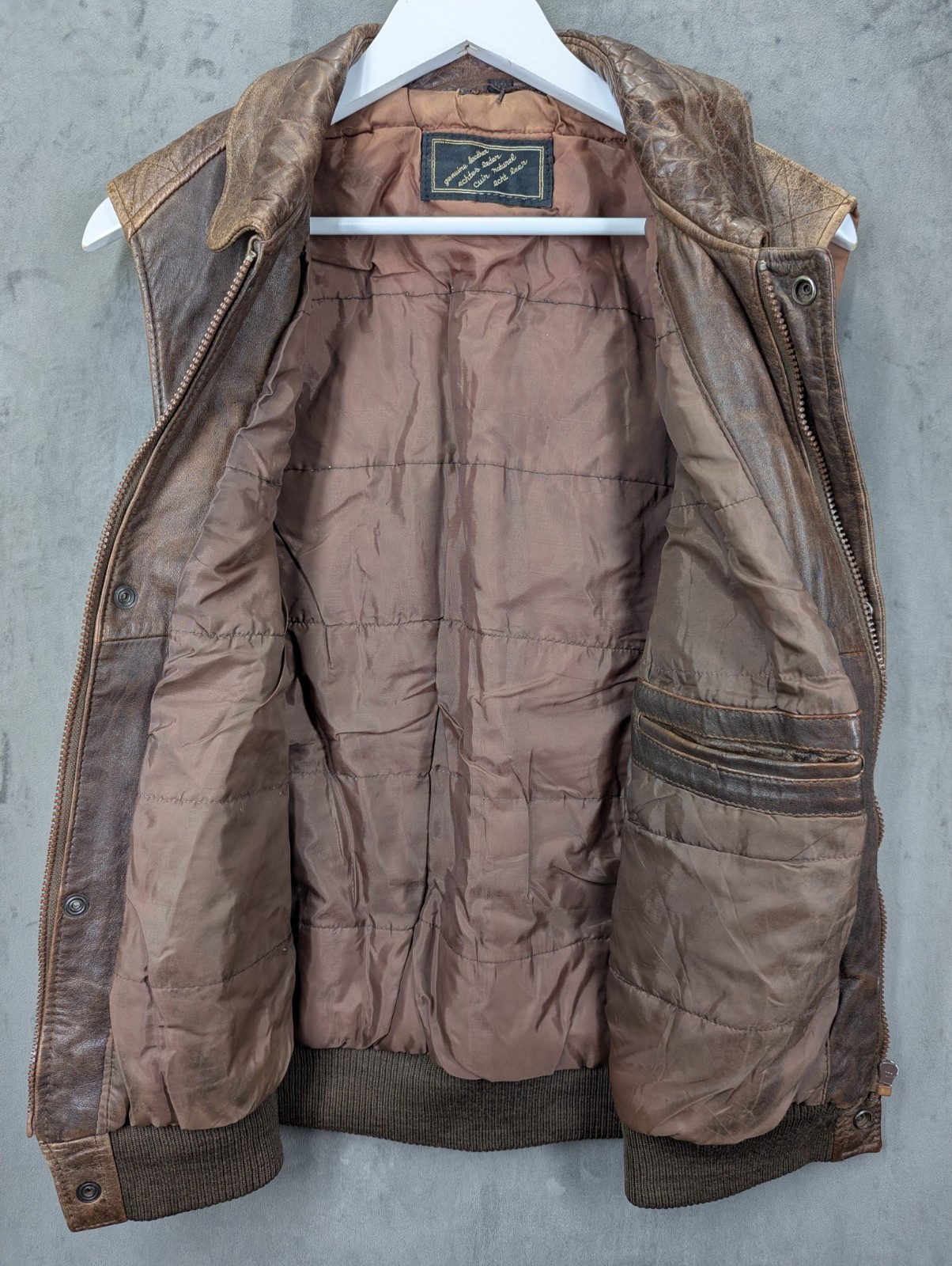 Vintage Leather Vest Size Medium Utility Tan Brown Distressed Zip & Snaps image 8