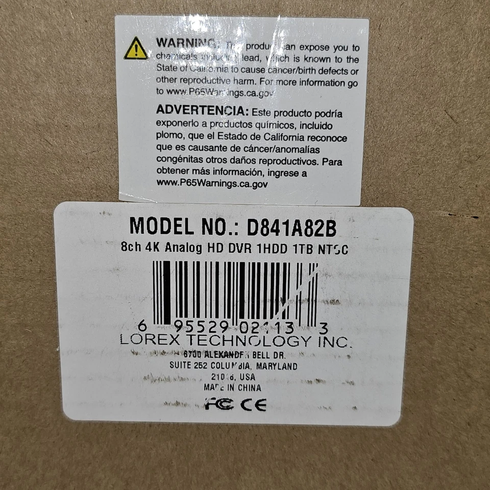 Lorex D841A82B 4K 8 Channel Analog HD DVR 1 HDD 2TB Digital Video Recorder NEW - Image 2 of 2