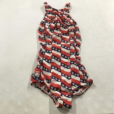 Vintage Speedo Swimsuit Womens 32 Red White Blue Flag One Piece Racerback USA