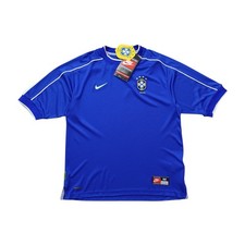 DS VTG 00s NIKE BRAZIL CBF NATIONAL TEAM 2000 AWAY SOCCER JERSEY SIZE M BLUE