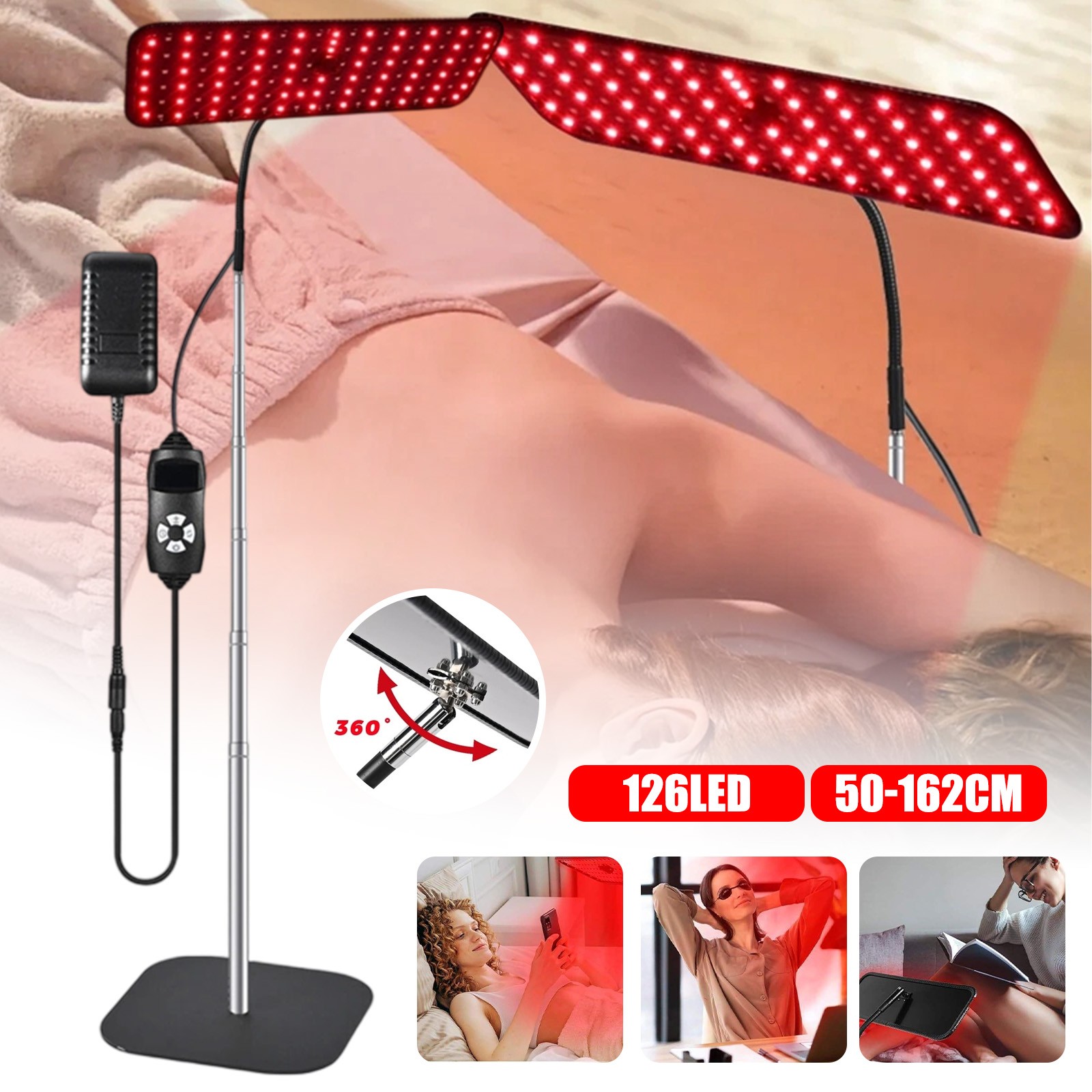 126 LEDs Rotlicht Strahler Infrarotlampe Rotlichtlampe Therapie lampe mit Timer