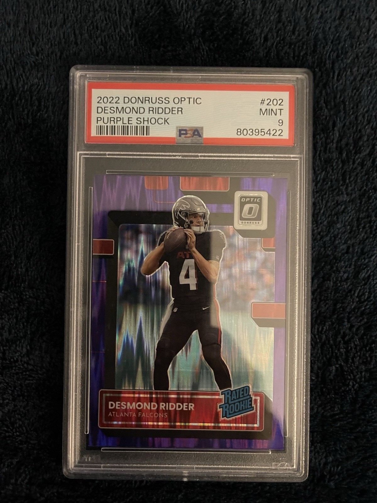 2022 Donruss Optic Rated Rookie Desmond Ridder #202 Purple Shock Prizm (RC)