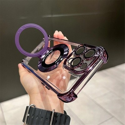 iPhone 15 16 14 13 12 17 Pro Max MagSafe Clear Cover Magnetic Stand Shockproof