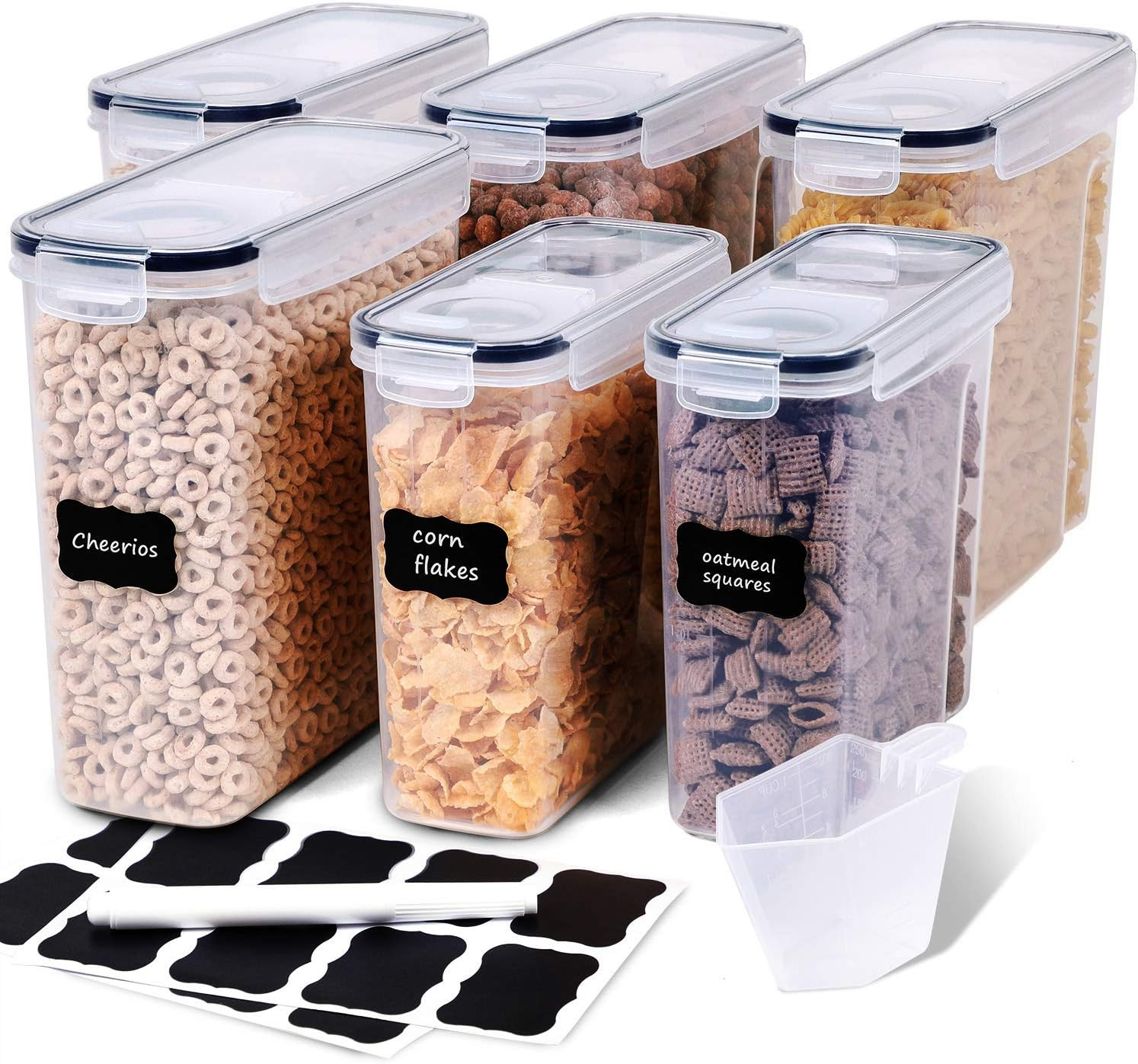 Cereal Containers Storage Set - 6 Piece Airtight Large Dry Cereal Storage Contai