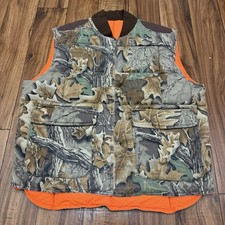 Vtg Cabela  s Goose Down Reversible Realtree Camouflage Puffer Vest Mens Large