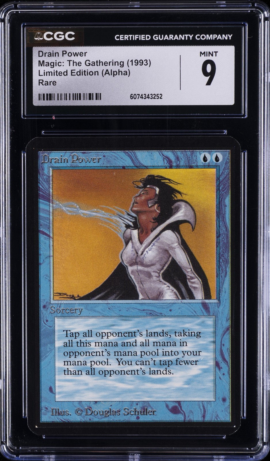 1993 MAGIC:  THE GATHERING LTD ED (ALPHA) RARE DRAIN POWER CGC 9