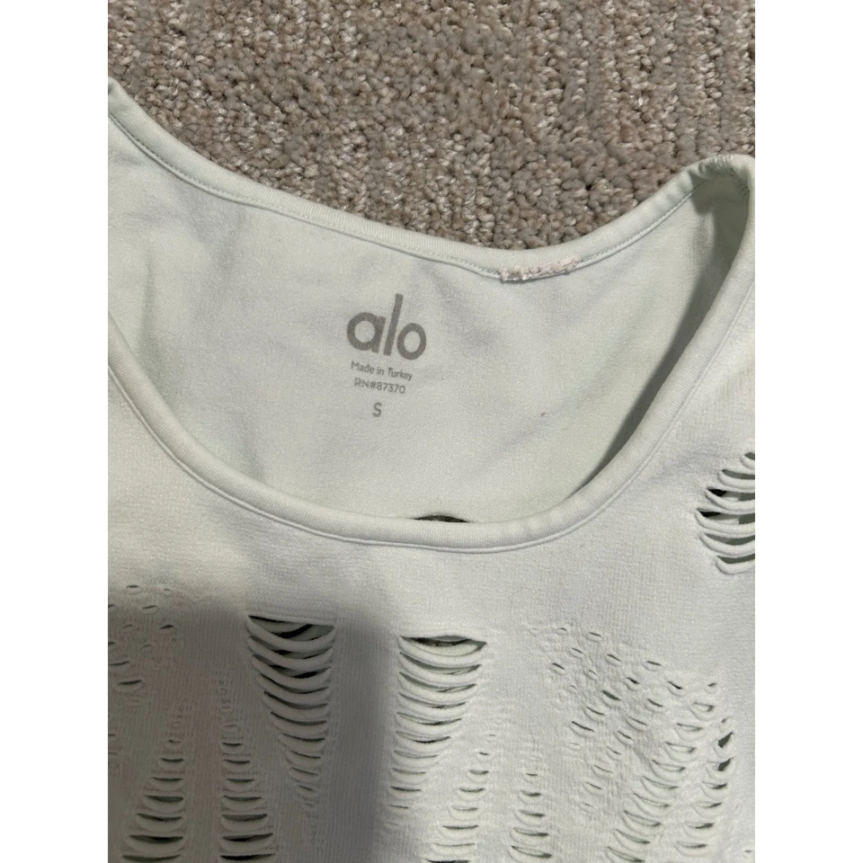 Alo Yoga Laser Cutout Tank Top White Athletic Athletic Ribbed Size S - Image 2 of 3