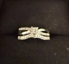 Zales 10 kt White Gold Wedding Set size 8