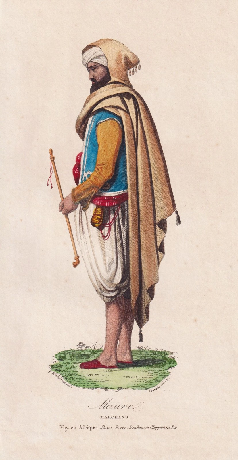 Disfraz De Comerciante Morisco Árabe Grabado 1835