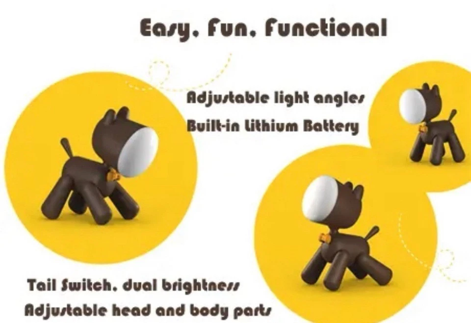 Luz de Noche para Perros para Niños, Luz de Noche de Bebé de Plástico Recargable/Regulable Foto 2 de 4