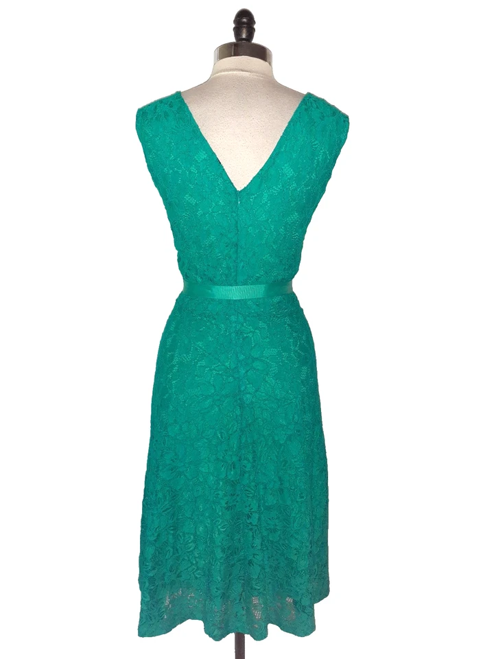 Vestido LANE BRYANT Talla Grande 4X 26W Línea A Verde Floral Encaje Sin Mangas Midi Foto 4 de 4