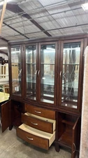 Wood China Cabinet Hutch 4-Door Glass Display Buffet Drawers Dining Room