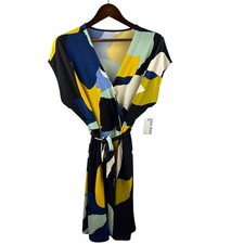 Women’s Nine West 1X Blue Multicolored Abstract Patterned Dress
