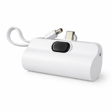 Power Bank Mini 5000mAh con Cavo Integrato per iPhone Android Fast Charge 10W