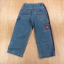 vtg y2k ROUTE 66 wide leg loose fit striped denim carpenter jeans BOYS sz 10 tag