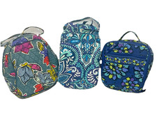 Vera Bradey Quilted Lunch Bags 3 Insulated Floral Purple Blue Green School Lunch