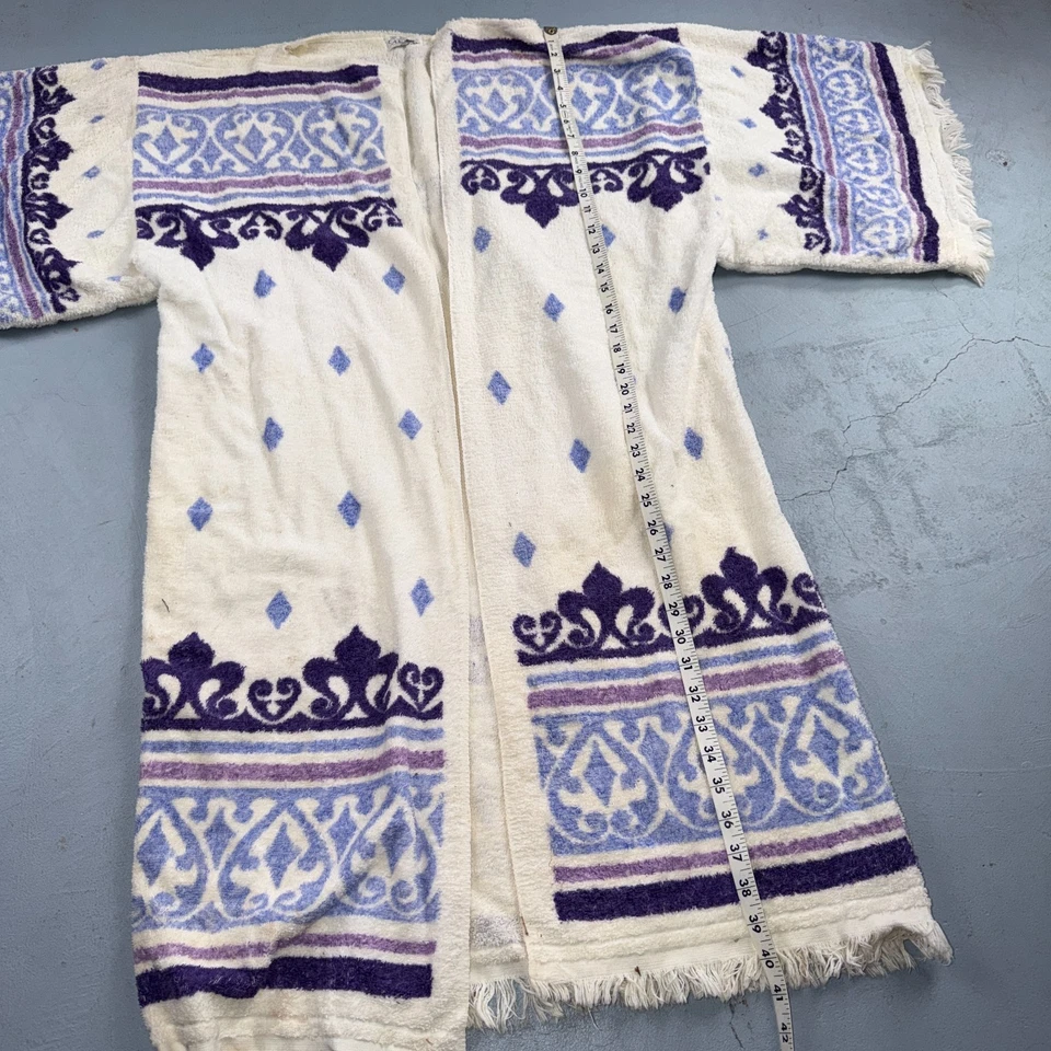 Cannon 复古毛巾遮盖长袍 Mod 流苏毛圈布 20 世纪 60 年代 Rockabilly Hippie 60 年代 — 第 2/4 张图片