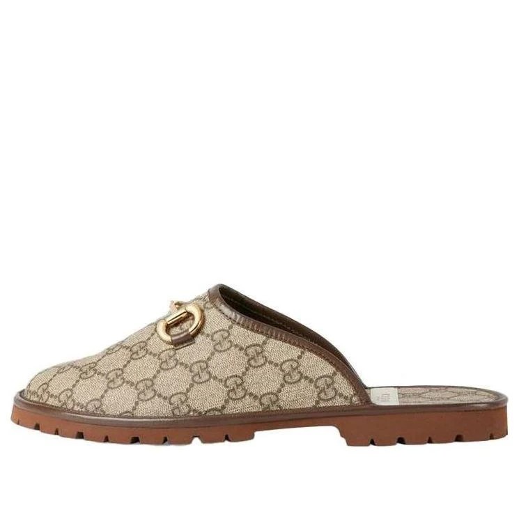 Gucci Brown Supreme Mule Loafers with Gold Horsebit Gucci GG Supreme Horsebit Mules | Neiman Marcus main image 3