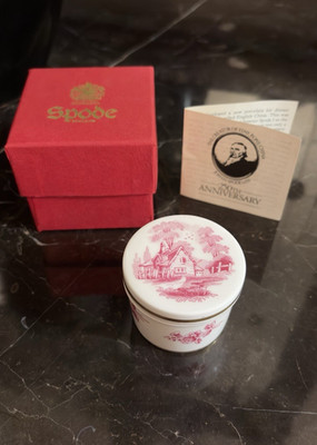 Vintage Spode Pink Cottage Trinket Box 250th Anniversary England Bone China