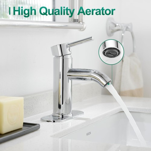 Modern Bathroom Faucet Chrome Single Handle One Hole Sink Faucet Commercial L... - Picture 2 of 6