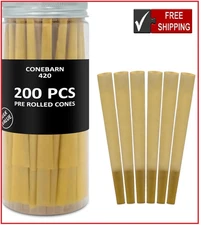 200 Pack Classic King Size Natural Unbleached Pre Rolled Cones