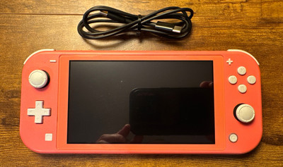 Nintendo Switch Lite 32GB Coral Pink Handheld Console Bundle With Charging Cord
