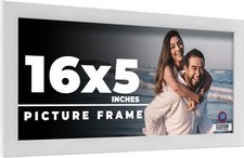 16x5 Frame White Wood Picture Photo Frame with UV Acrylic and Acid Free Backing
