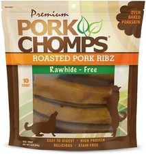 Premium Pork Chomps 10 Count Oven Baked Rawhide Free Dog Chews For Medium Dogs