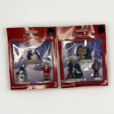 6 Cobblestone Corners Village Christmas Miniatures Figurines Santa Tree Farm