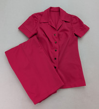 Vintage 70s Women's Leisure Suit Size L Pink Polyester Disco Handmade FLAWS